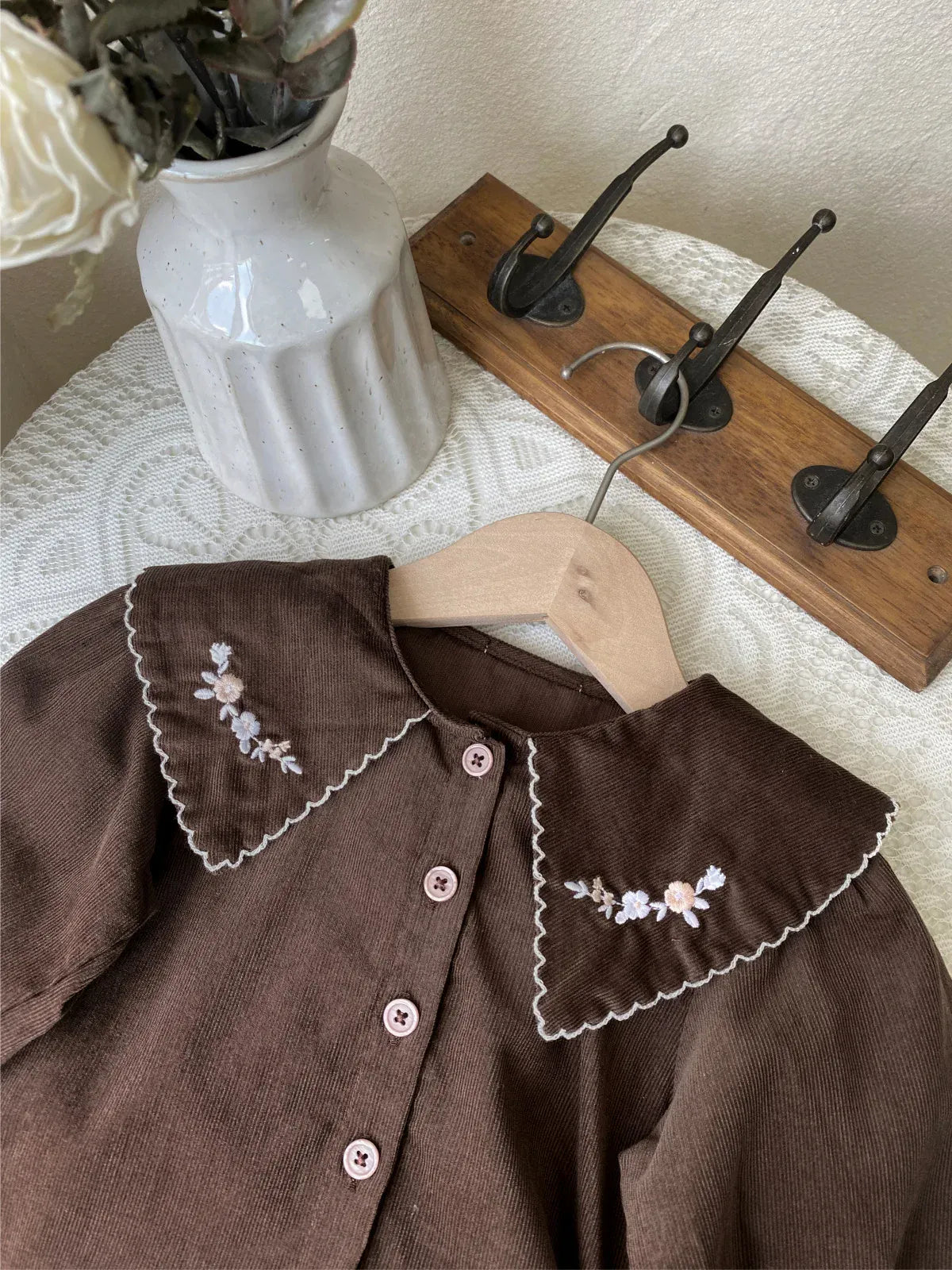 長袖シャツ・ブラウス ベビートップス フラワー刺繍長袖ブラウス【mh0008532】