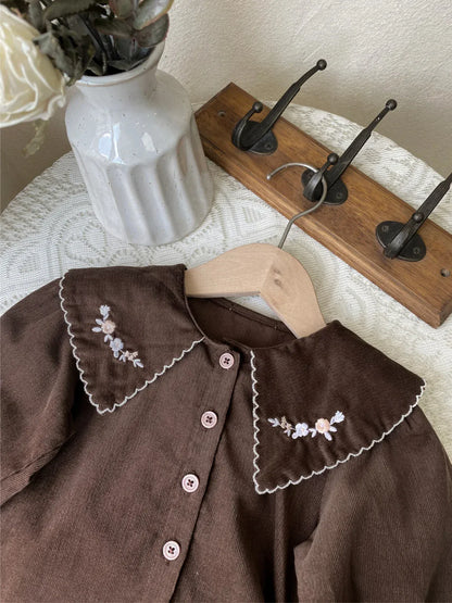 長袖シャツ・ブラウス ベビートップス フラワー刺繍長袖ブラウス【mh0008532】