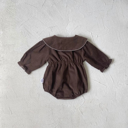 長袖ロンパース ベビーロンパース フラワー刺繍長袖ボディスーツ【mh0008533】