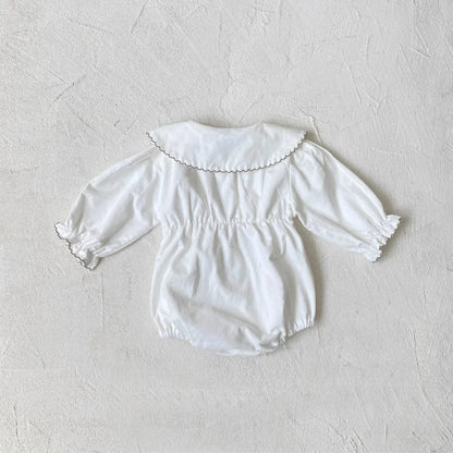 長袖ロンパース ベビーロンパース フラワー刺繍長袖ボディスーツ【mh0008533】