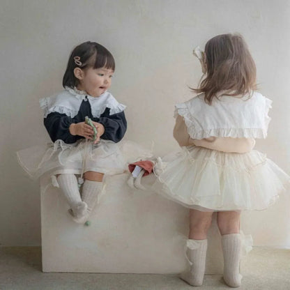 長袖シャツ・ブラウス ベビートップス レースビッグ襟長袖ブラウス【mh0008581】