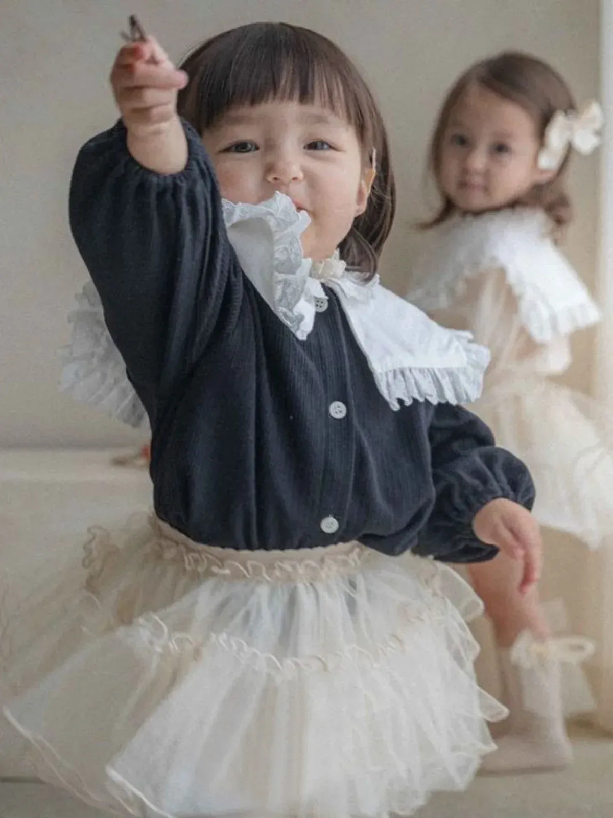 長袖シャツ・ブラウス ベビートップス レースビッグ襟長袖ブラウス【mh0008581】