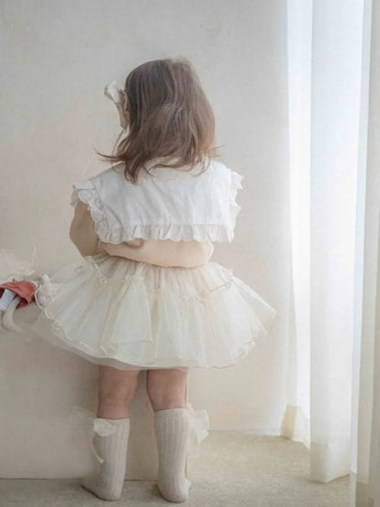 長袖シャツ・ブラウス ベビートップス レースビッグ襟長袖ブラウス【mh0008581】