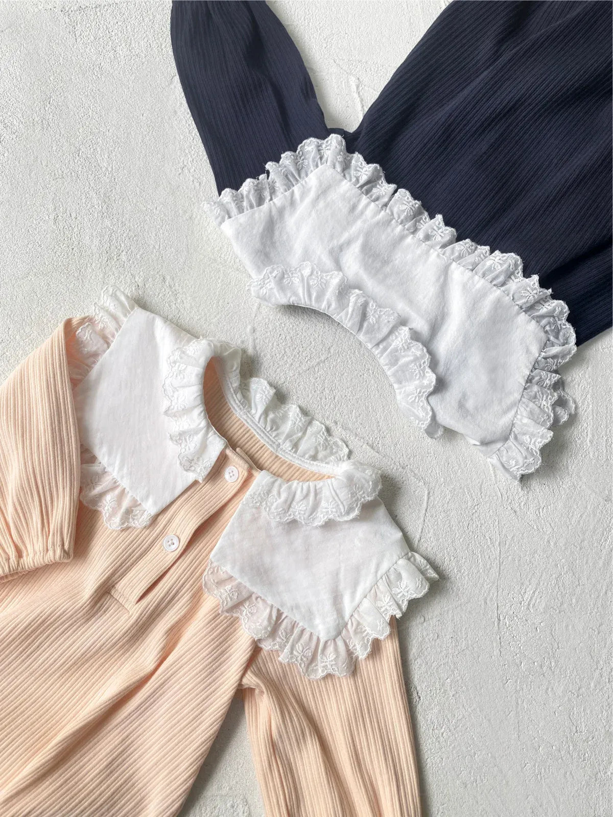 長袖ロンパース ベビーロンパース ビッグフリル襟長袖ボディスーツ【mh0008583】