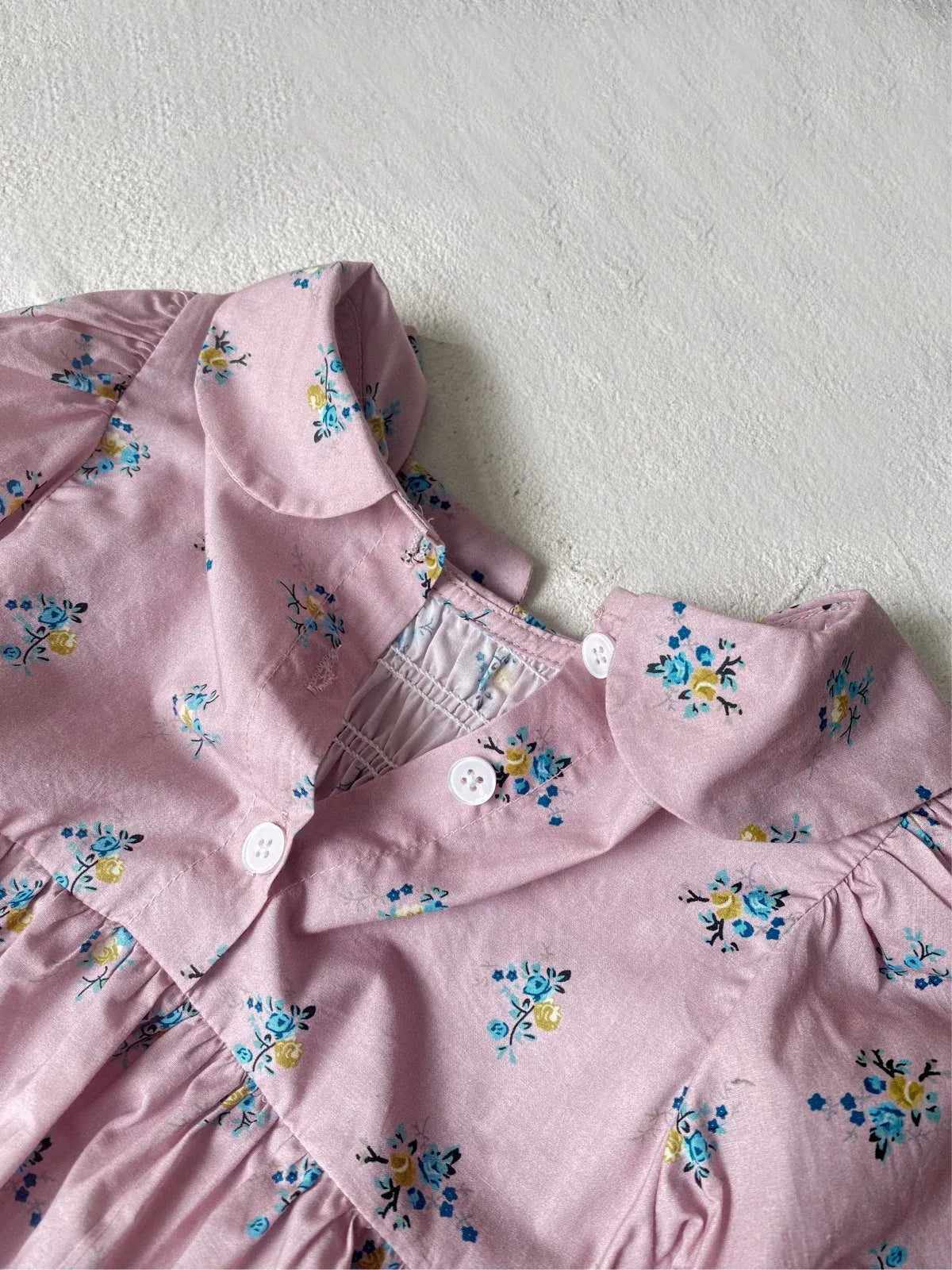 長袖ロンパース ベビーロンパース フラワープリントシャーリング丸襟長袖ボディスーツ【mh0008598】