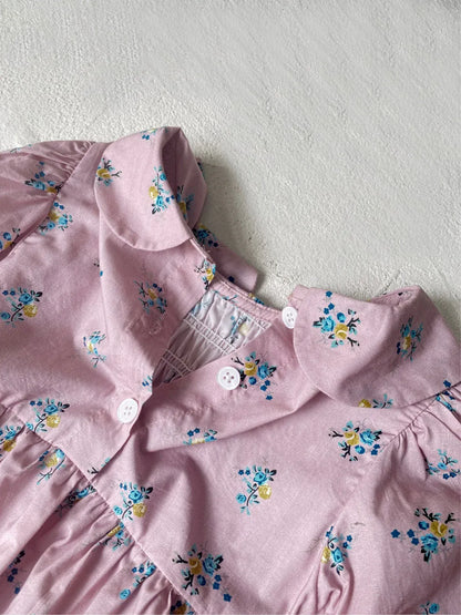 長袖ロンパース ベビーロンパース フラワープリントシャーリング丸襟長袖ボディスーツ【mh0008598】