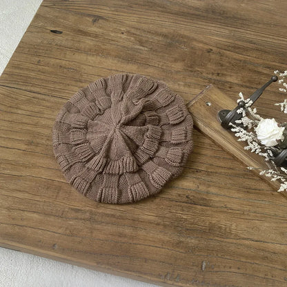 長袖ロンパース ベビージャンプスーツ+帽子セット アランニットケーブル編み長袖ロンパース+ニットベレー帽【mh0008730】