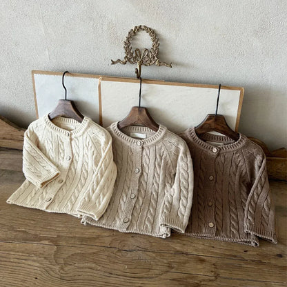 カーディガン・パーカー ベビーカーディガン アランニットケーブル編みカーディガンジャケット【mh0008739】