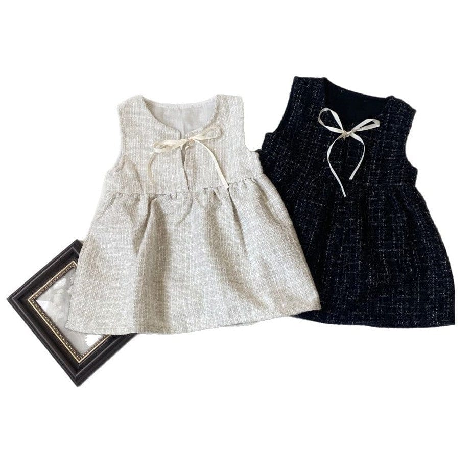 ノースリーブワンピース ベビーキッズワンピース ノースリーブフェイクツイードリボンワンピース【mh0009021】