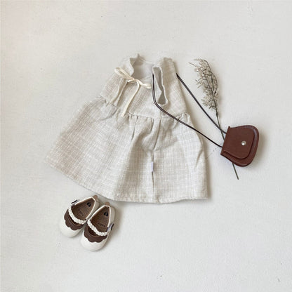 ノースリーブワンピース ベビーキッズワンピース ノースリーブフェイクツイードリボンワンピース【mh0009021】