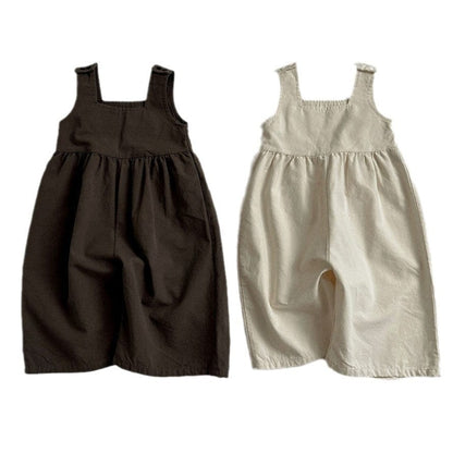 ノースリーブジャンプスーツ ベビーオーバーオール シンプルベーシックワイドルーズノースリーブジャンプスーツ【mh0009023】