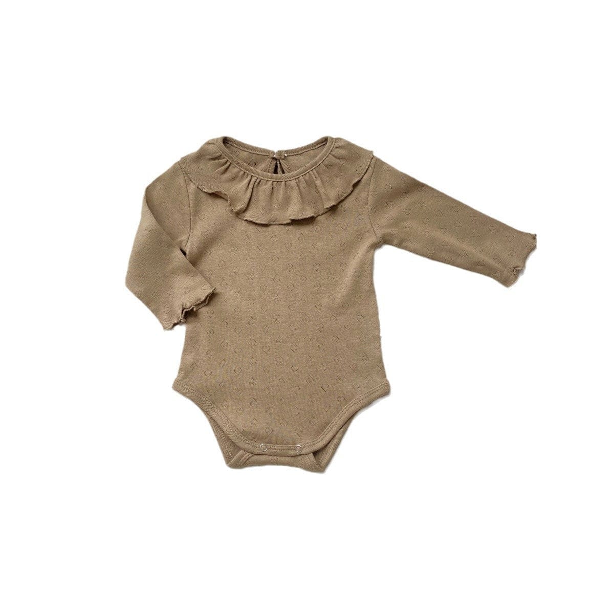長袖ロンパース ベビーロンパース ラッフル襟シンプル長袖ボディスーツ【mh0009029】