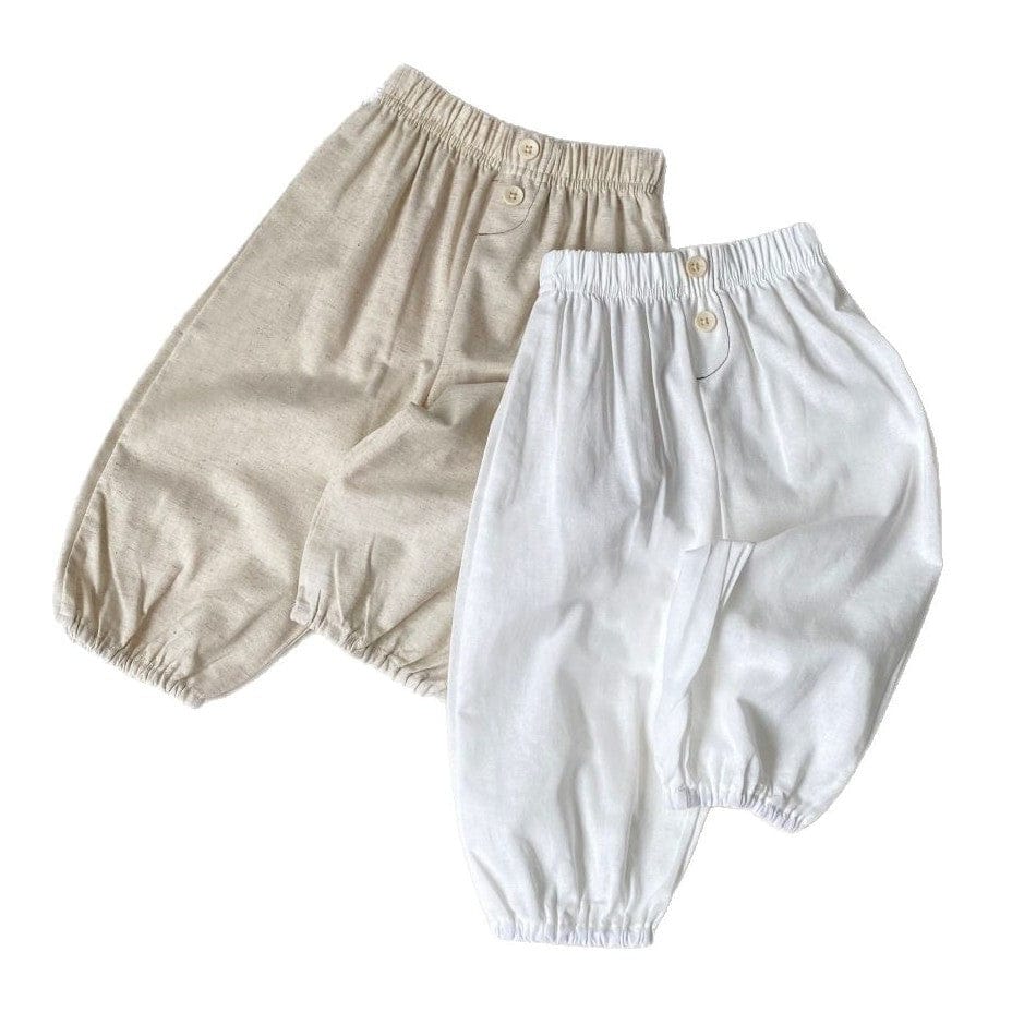 ロングパンツ・スウェットパンツ ベビーパンツ コットンリネンシンプルルーズクロップドパンツ【mh0009030】