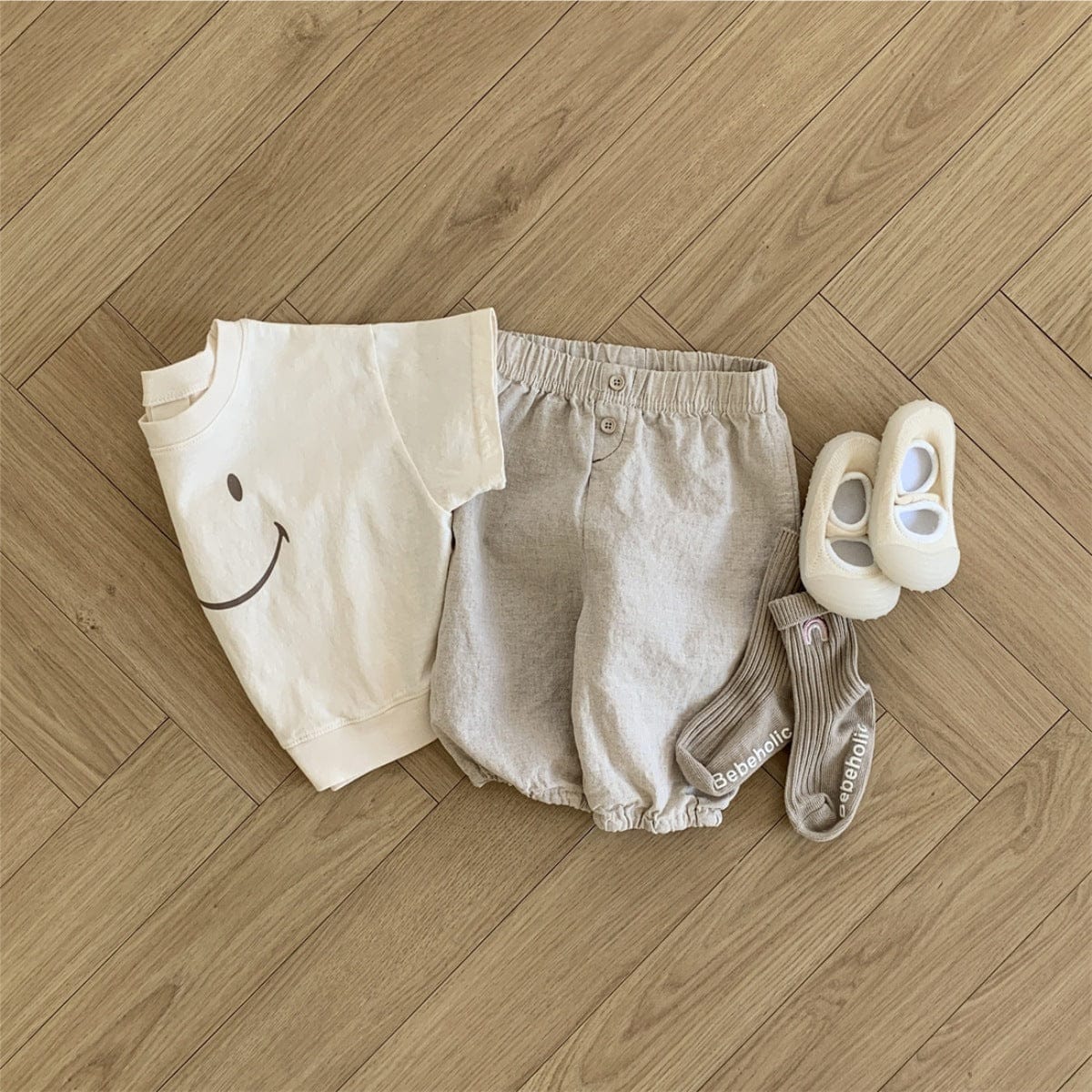 ロングパンツ・スウェットパンツ ベビーパンツ コットンリネンシンプルルーズクロップドパンツ【mh0009030】