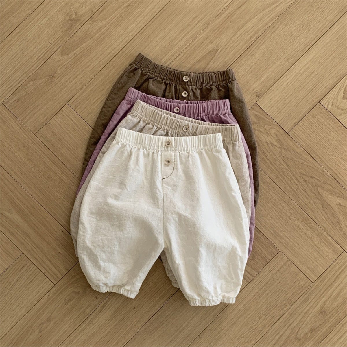 ロングパンツ・スウェットパンツ ベビーパンツ コットンリネンシンプルルーズクロップドパンツ【mh0009030】