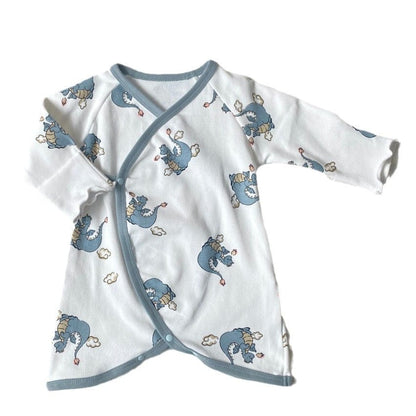 長袖ロンパース ベビーロンパース 恐竜ダイナソープリント長袖コンビ肌着+とんがり帽子セット【mh0009032】