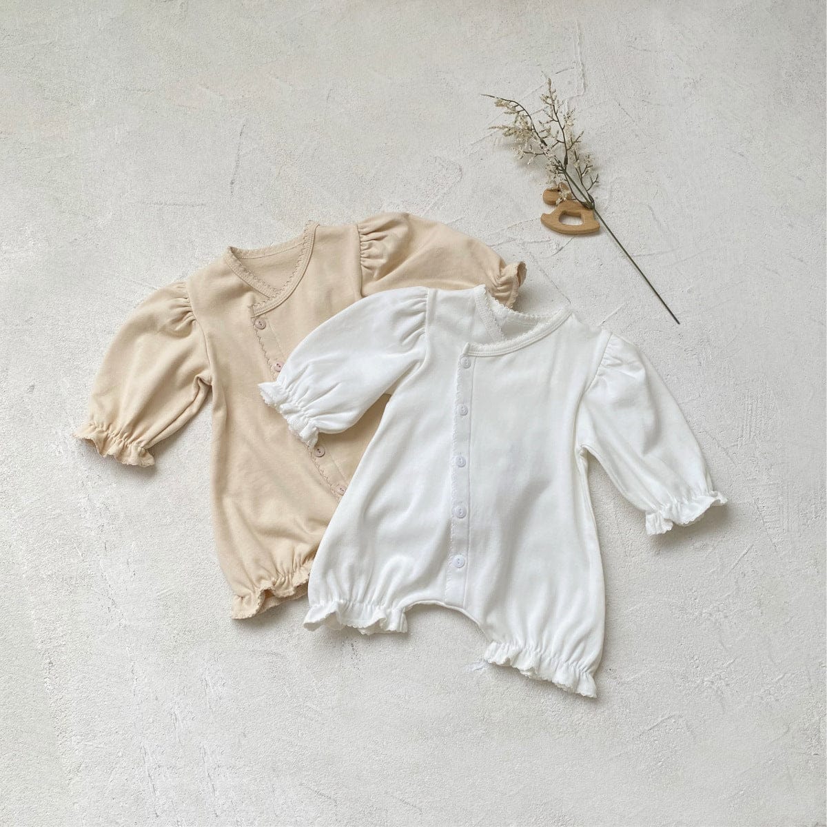 長袖ロンパース 長袖パフスリーブロンパース【mh0009661】