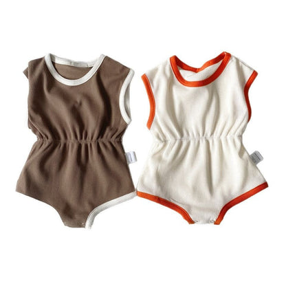 ノースリーブロンパース バイピングノースリーブウェストマークロンパース【mh0009663】