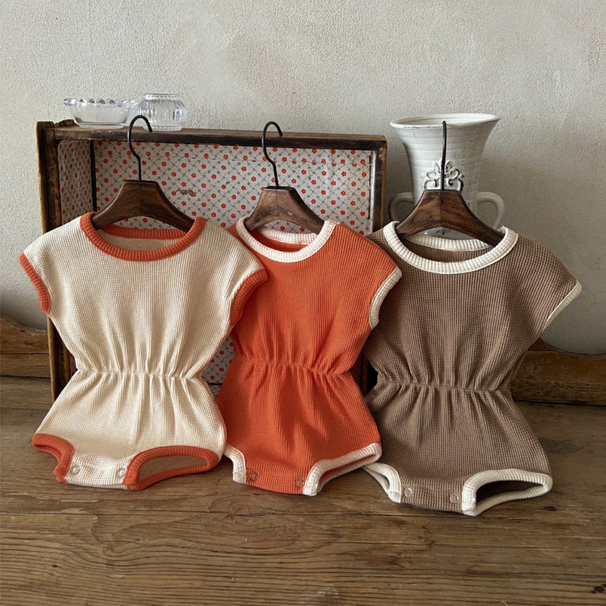 ノースリーブロンパース バイピングノースリーブウェストマークロンパース【mh0009663】