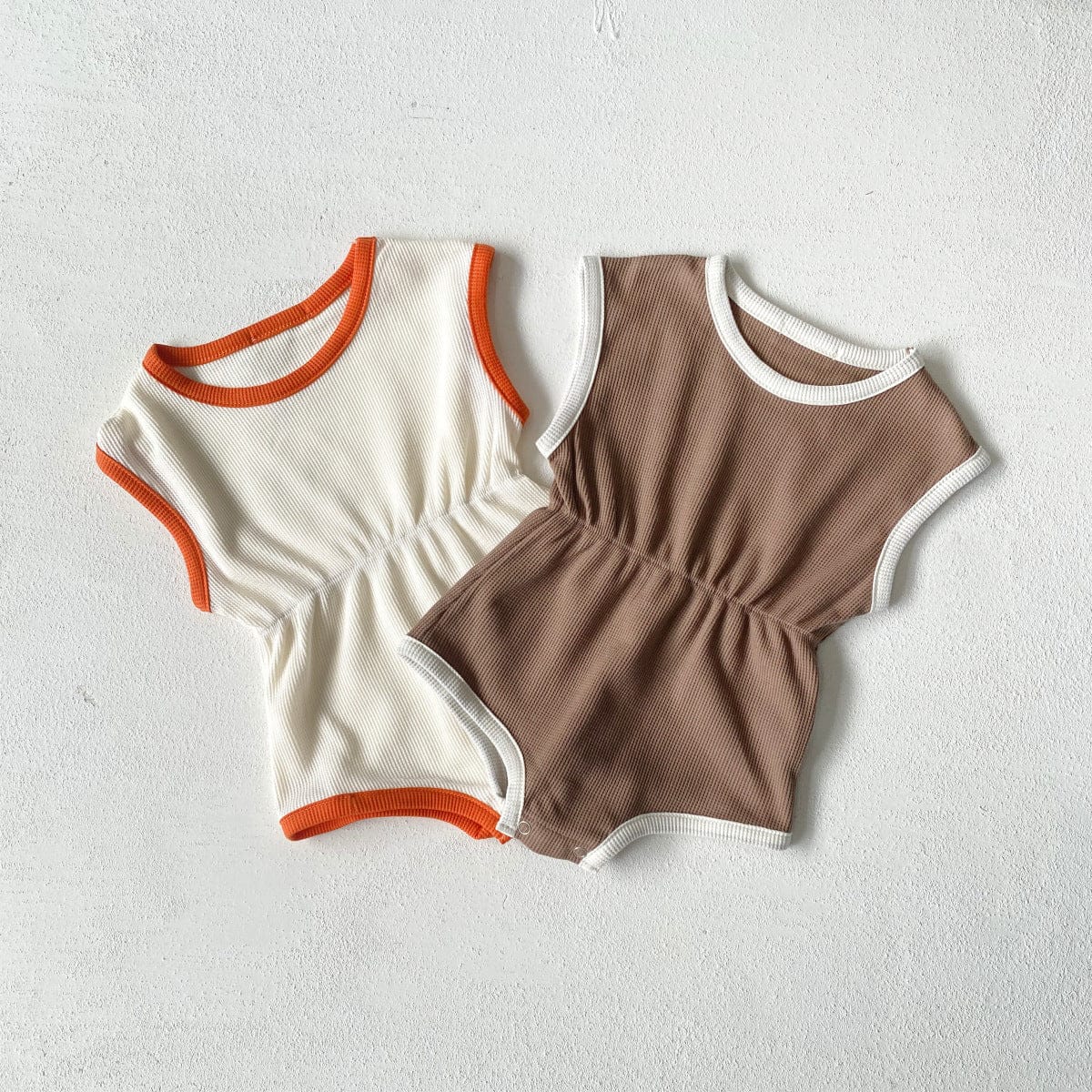 ノースリーブロンパース バイピングノースリーブウェストマークロンパース【mh0009663】