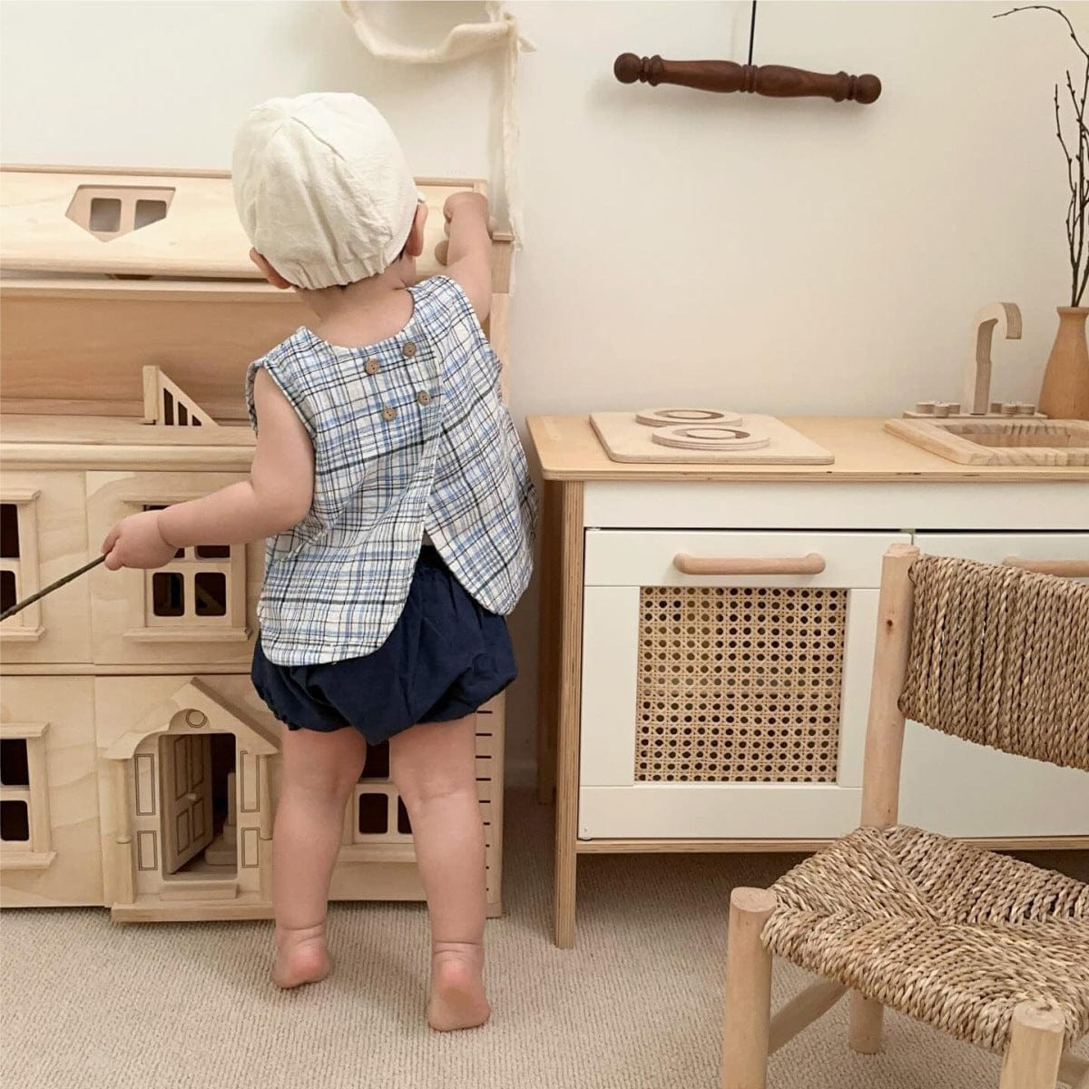 タンクトップ・キャミソール・ノースリーブトップス レトロチェックノースリーブベストトップス【mh0009666】