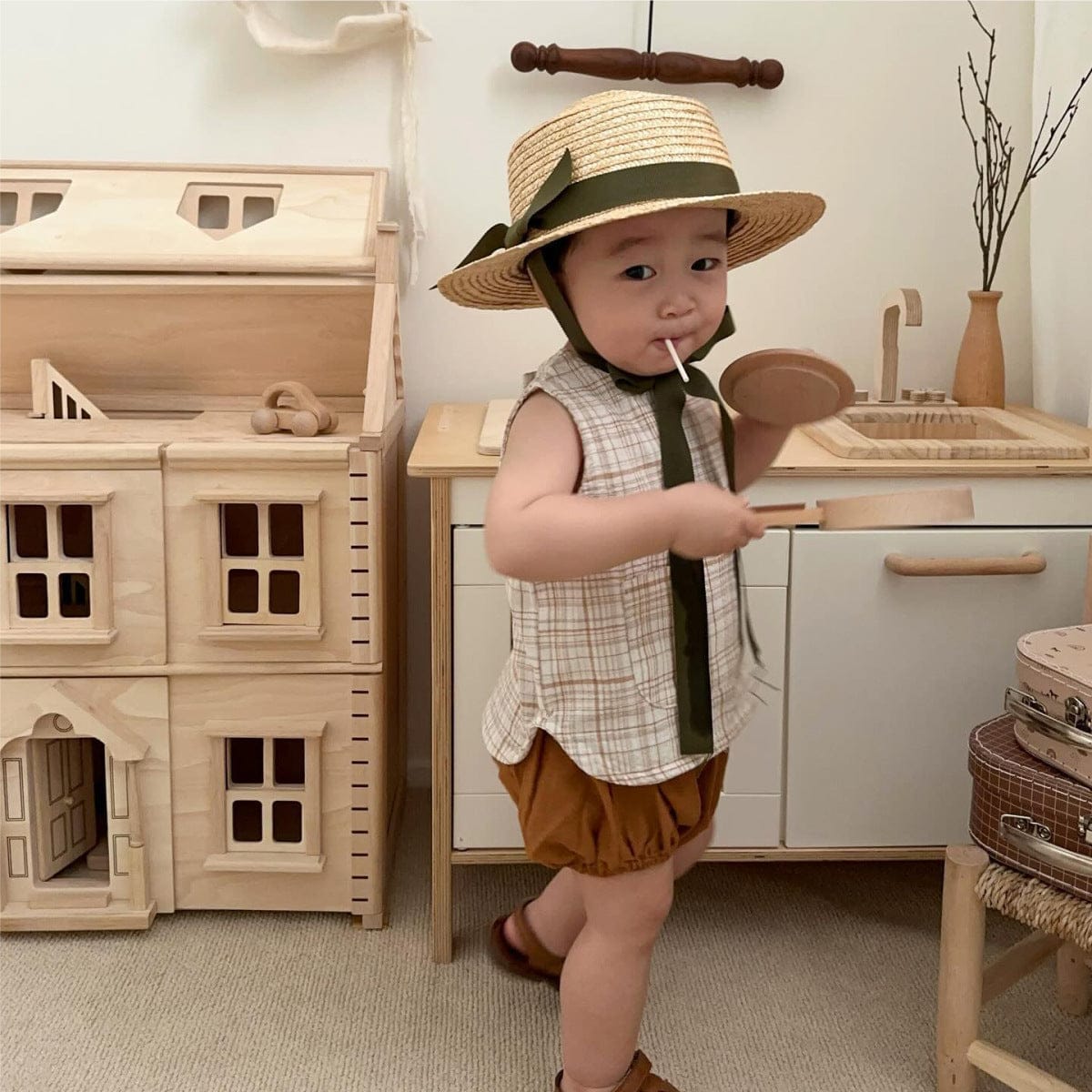 タンクトップ・キャミソール・ノースリーブトップス レトロチェックノースリーブベストトップス【mh0009666】