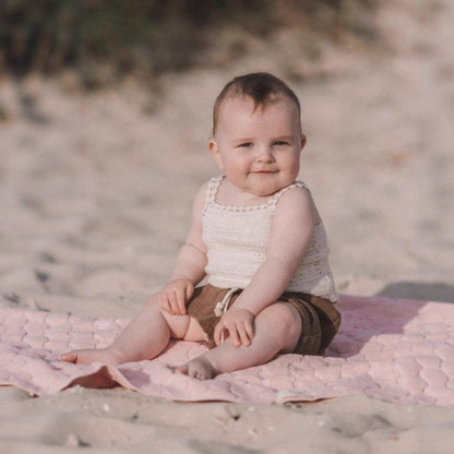 ノースリーブロンパース レースニットキャミソールロンパース【mh0009848】