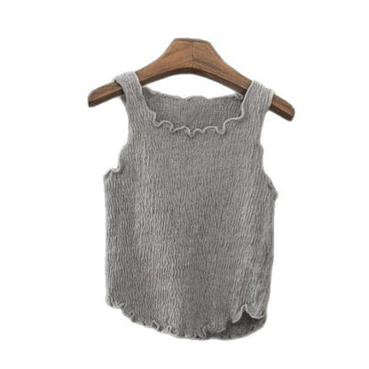 タンクトップ・キャミソール・ノースリーブトップス プリーツ加工ノースリーブタンクトップ【mh0009850】