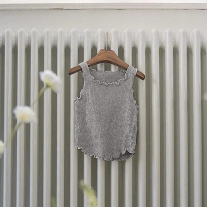 タンクトップ・キャミソール・ノースリーブトップス プリーツ加工ノースリーブタンクトップ【mh0009850】