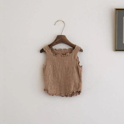 タンクトップ・キャミソール・ノースリーブトップス プリーツ加工ノースリーブタンクトップ【mh0009850】