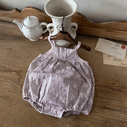 ノースリーブロンパース フラワー刺繍レースキャミソールロンパース【mh0009852】