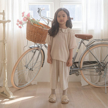 ロングパンツ・スウェットパンツ 無地/ストライプ/ドットカプリ丈イージーパンツ【mh0009854】