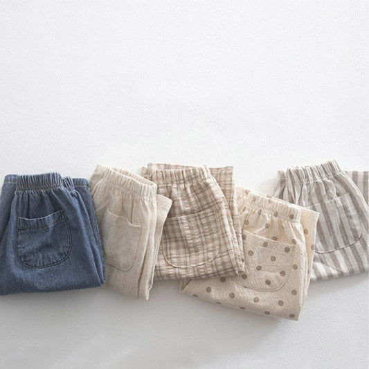 ロングパンツ・スウェットパンツ 無地/ストライプ/ドットカプリ丈イージーパンツ【mh0009854】