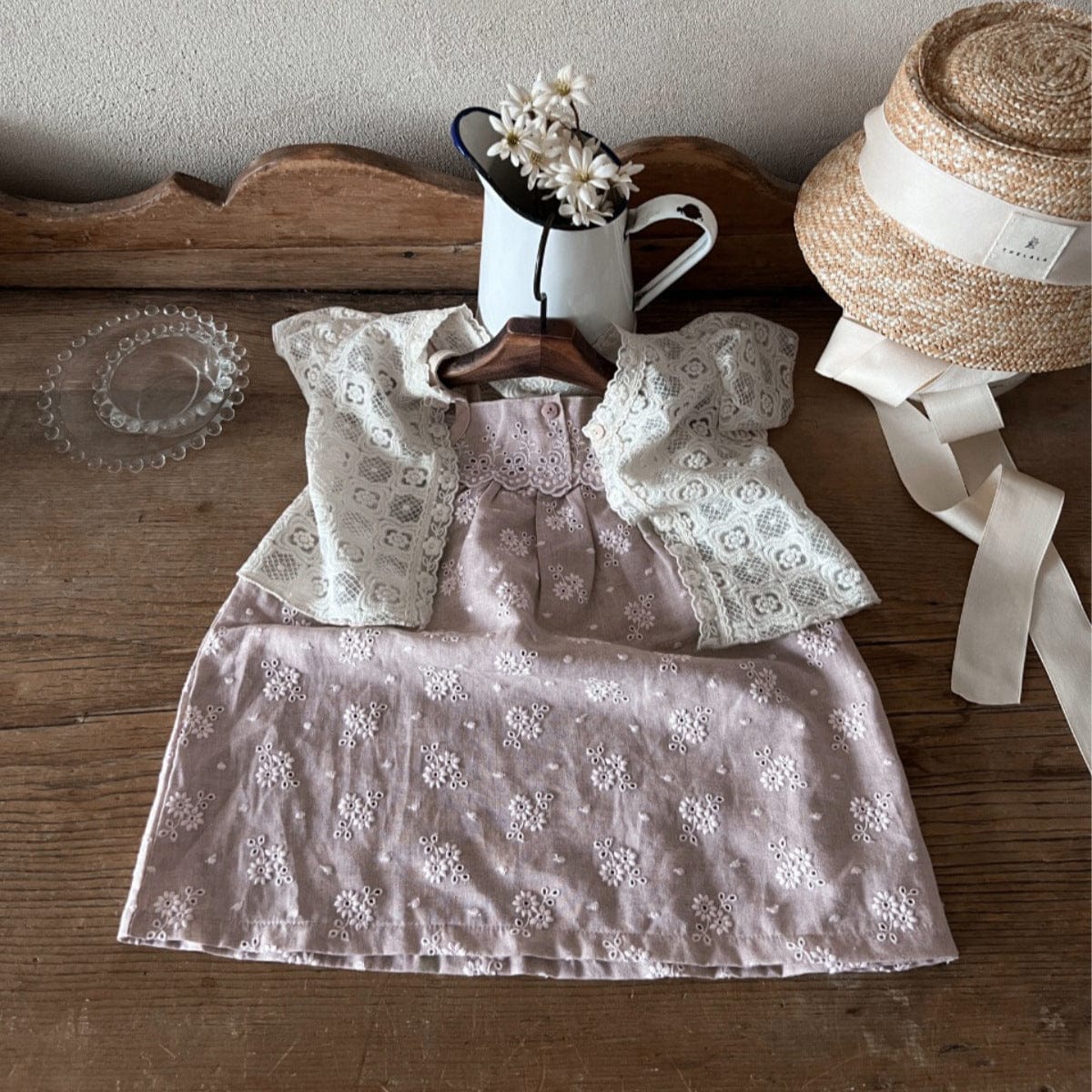 ノースリーブワンピース フラワー刺繍レースキャミソールワンピース【mh0009855】