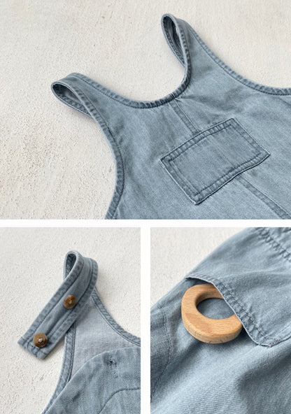 ノースリーブジャンプスーツ デニムノースリーブロンパース/ジャンプスーツ【mh0009979】