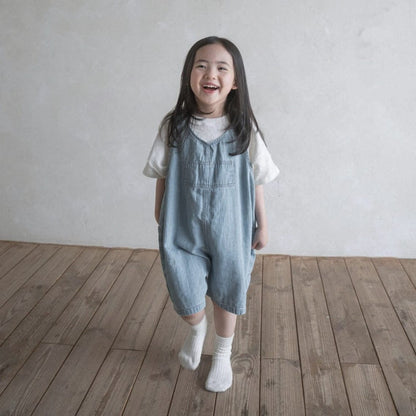 ノースリーブジャンプスーツ デニムノースリーブロンパース/ジャンプスーツ【mh0009979】