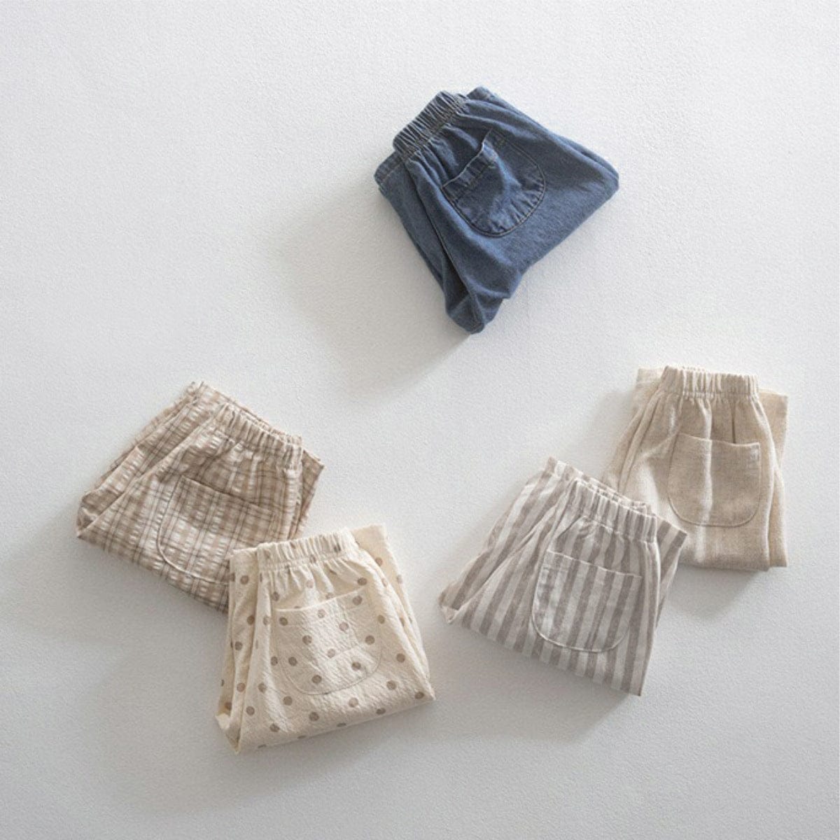 ロングパンツ・スウェットパンツ デニム/ストライプ/チェック/ドットサマーイージーパンツ【mh0009980】