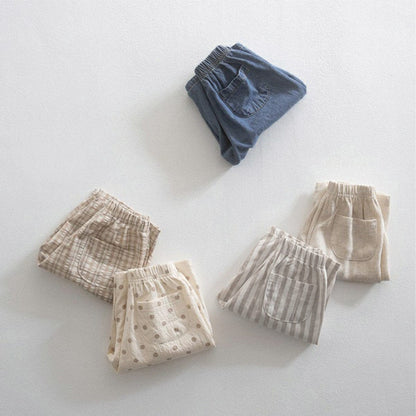 ロングパンツ・スウェットパンツ デニム/ストライプ/チェック/ドットサマーイージーパンツ【mh0009980】