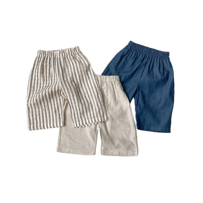 ロングパンツ・スウェットパンツ デニム/ストライプ/チェック/ドットサマーイージーパンツ【mh0009980】