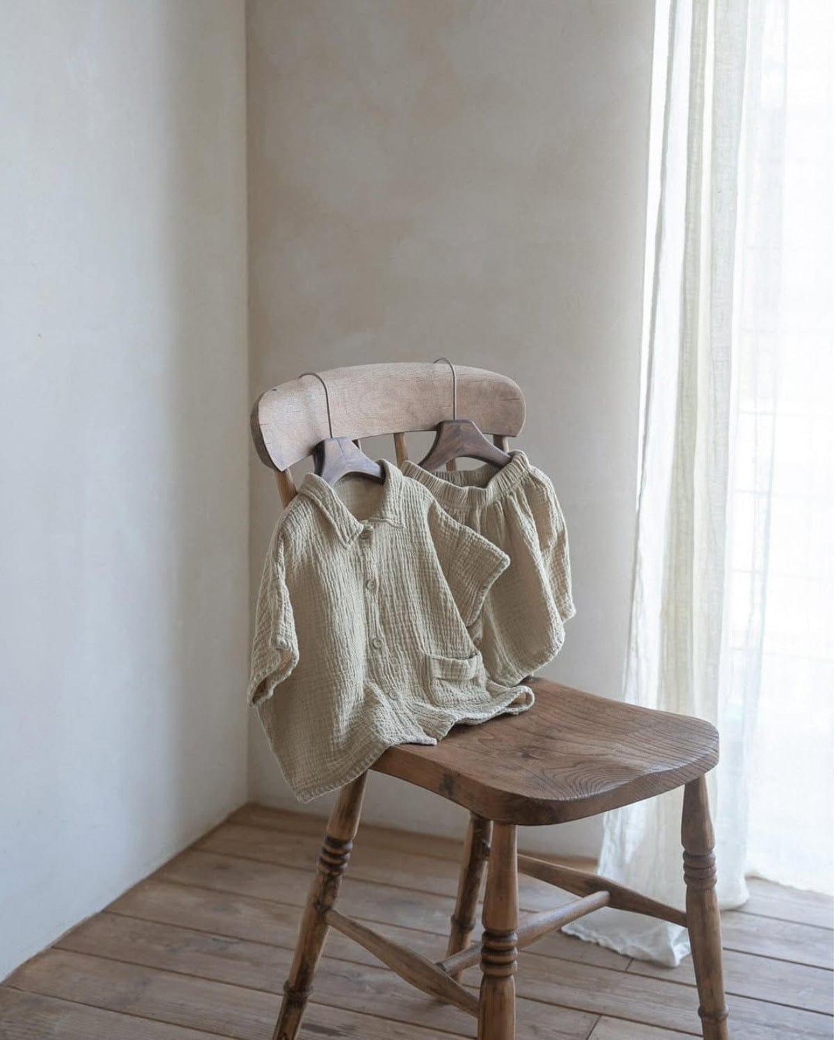 半袖セットアップ シンプルコットン半袖シャツ+ショートパンツ【mh0009984】