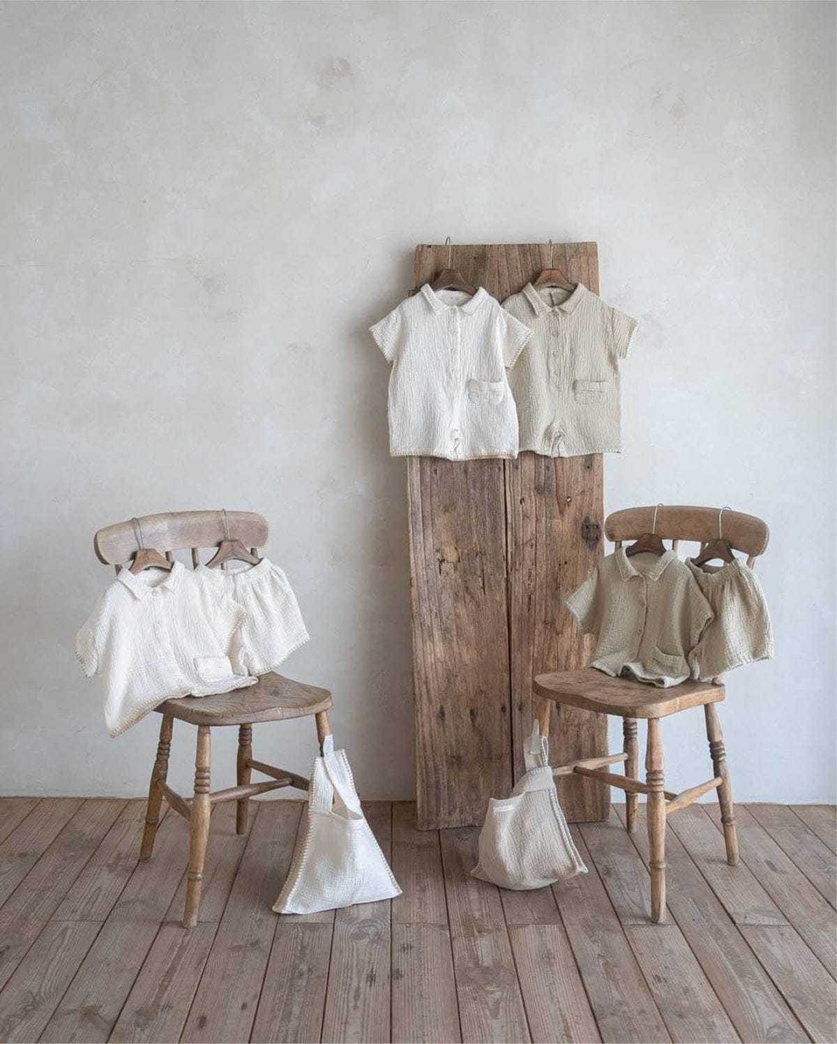 半袖セットアップ シンプルコットン半袖シャツ+ショートパンツ【mh0009984】