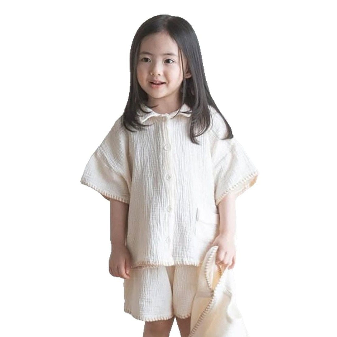 半袖セットアップ シンプルコットン半袖シャツ+ショートパンツ【mh0009984】