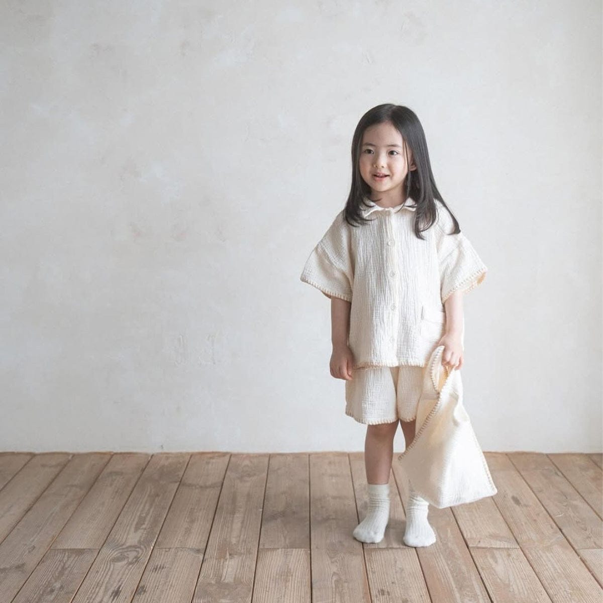 半袖セットアップ シンプルコットン半袖シャツ+ショートパンツ【mh0009984】