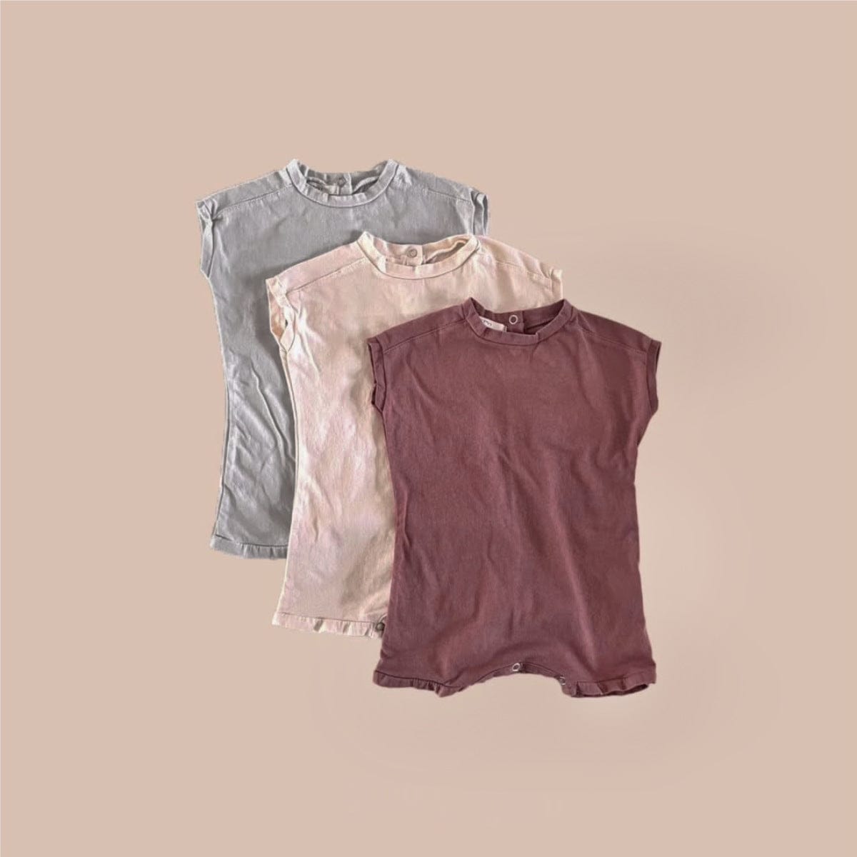 半袖ロンパース シンプルベーシックノースリーブロンパース【mh0009986】