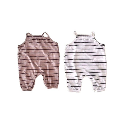 ノースリーブロンパース ボーダーキャミソールロンパース【mh0009987】