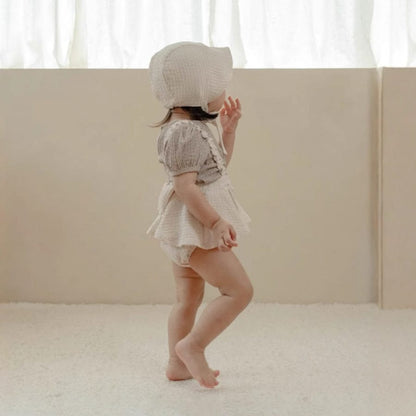 ブルマパンツ フリルショルダースカートサスペンダーブルマパンツ+ボンネット帽子セット【mh0009990】