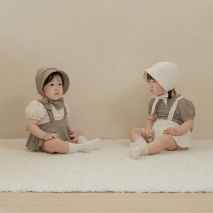 ブルマパンツ フリルショルダースカートサスペンダーブルマパンツ+ボンネット帽子セット【mh0009990】