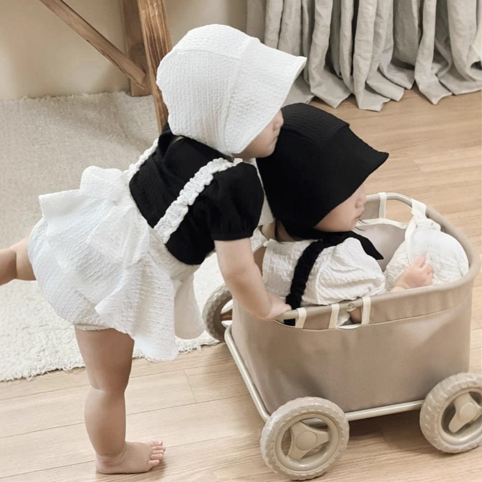 ブルマパンツ フリルショルダースカートサスペンダーブルマパンツ+ボンネット帽子セット【mh0009990】