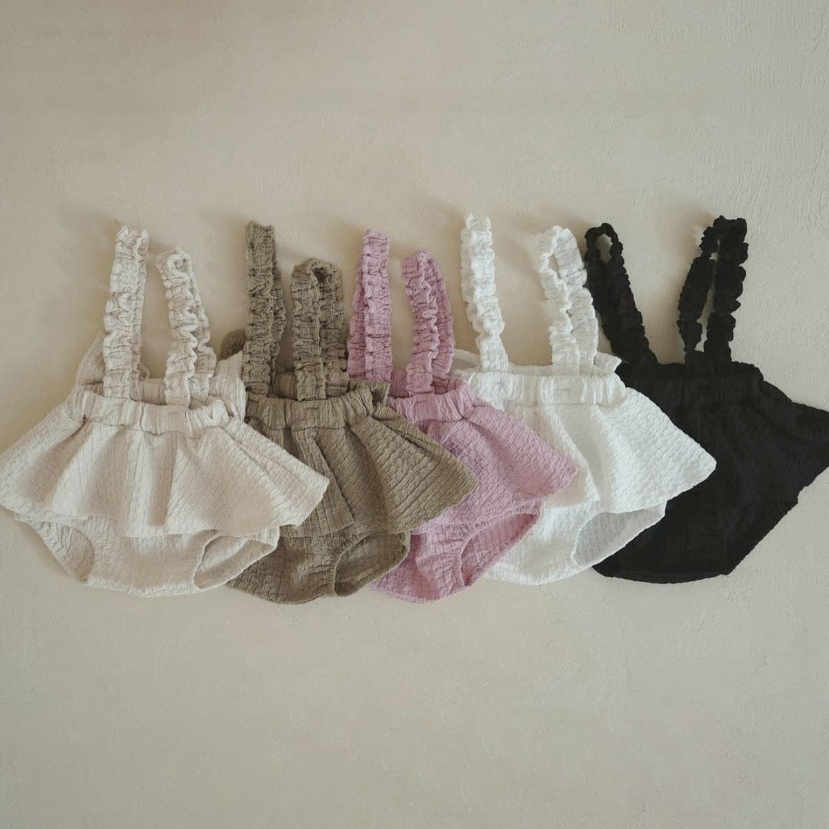 ブルマパンツ フリルショルダースカートサスペンダーブルマパンツ+ボンネット帽子セット【mh0009990】