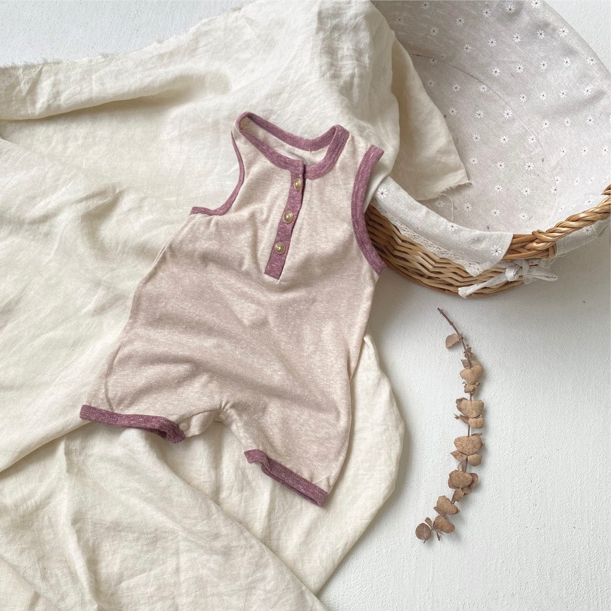 ノースリーブロンパース ヘンリーネックノースリーブジャンプスーツ【mh0009994】